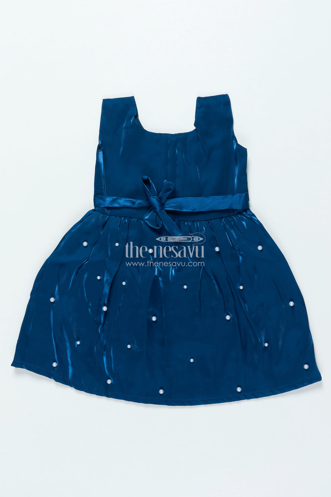 The Nesavu Girls Fancy Frock Satin Frock for Girls for Festive Gatherings and formal Occasions Nesavu Nesavu satin frock girls pleated skirt bow parties functions formal gatherings