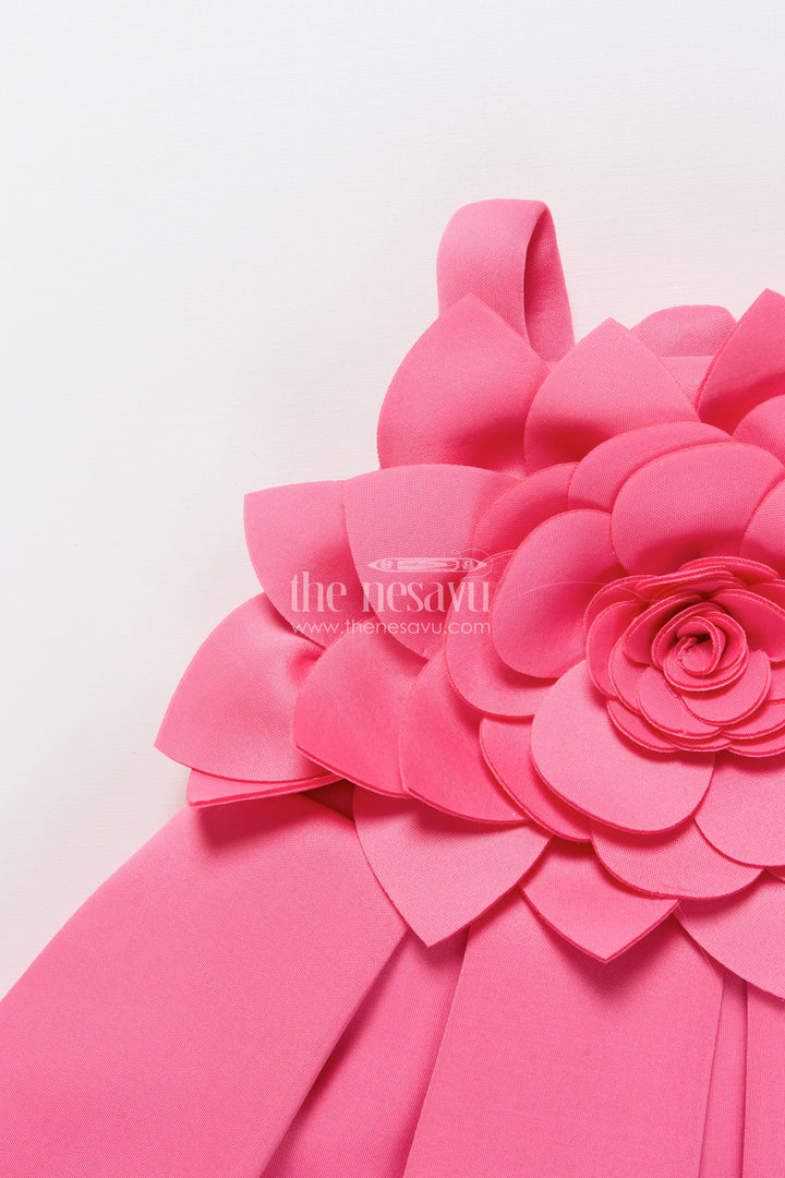 The Nesavu Girls Fancy Party Frock Scuba Frock for Baby Girls with Floral Yoke for Birthdays and Special Occasions Nesavu Nesavu floral yoke scuba frock baby girls  ideal birthday parties festive occasions