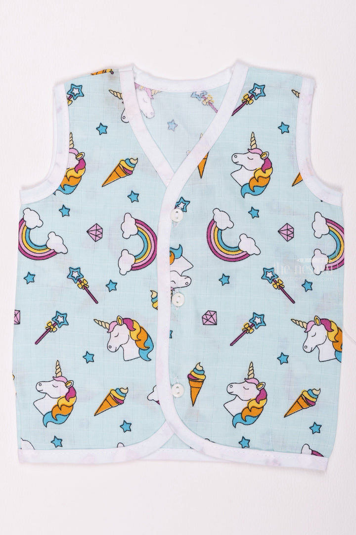 The Nesavu Baby Jhables Sea Blue Infant Jhabla Lovely Cartoon Printed Design Nesavu 10 (NB) / Blue / Muslin Cotton IF012C-10 Dungarees Online | Kids Dress Collection | The Nesavu