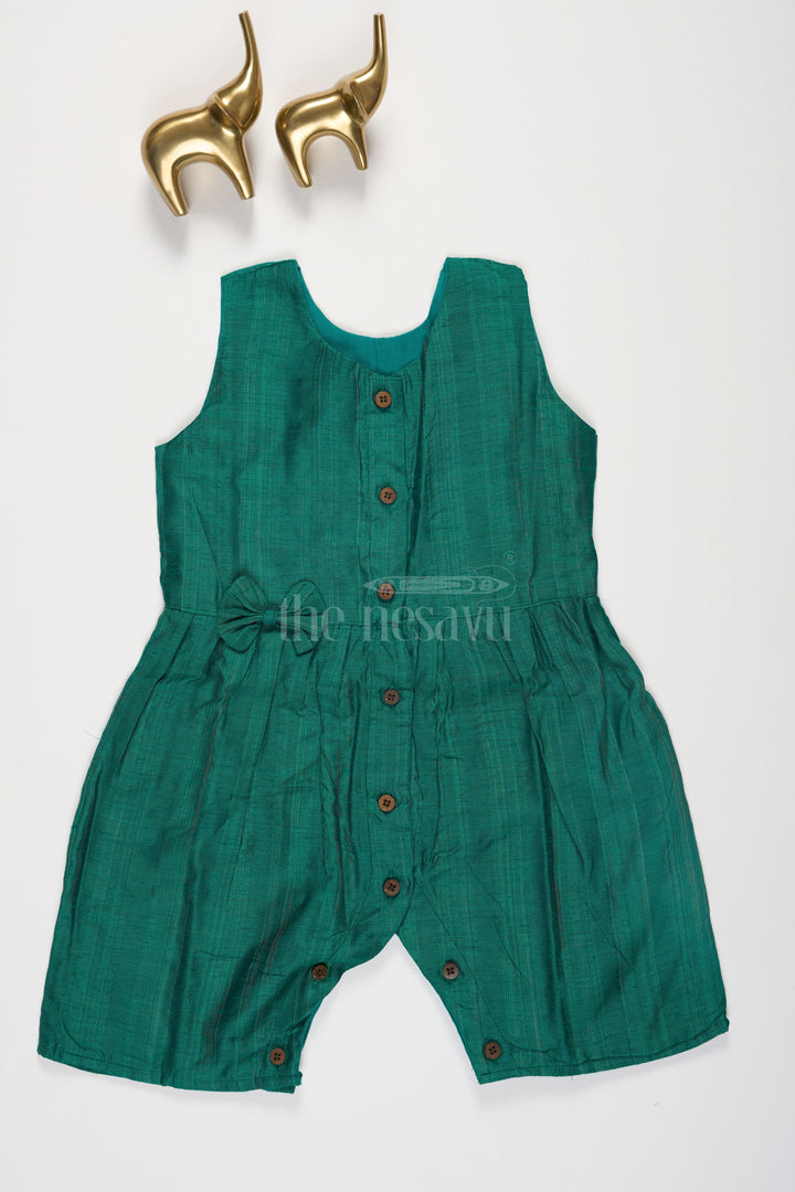 The Nesavu Girls Jumpsuit Sea Green Viscose Silk Blend Jumpsuit for Newborn and Toddlers with Butti Embroidery Nesavu 12 (3M) / Green BFJ618E-12 Sea Green Viscose Silk Blend Jumpsuit for Newborn and Toddlers with Butti Embroidery Nesavu