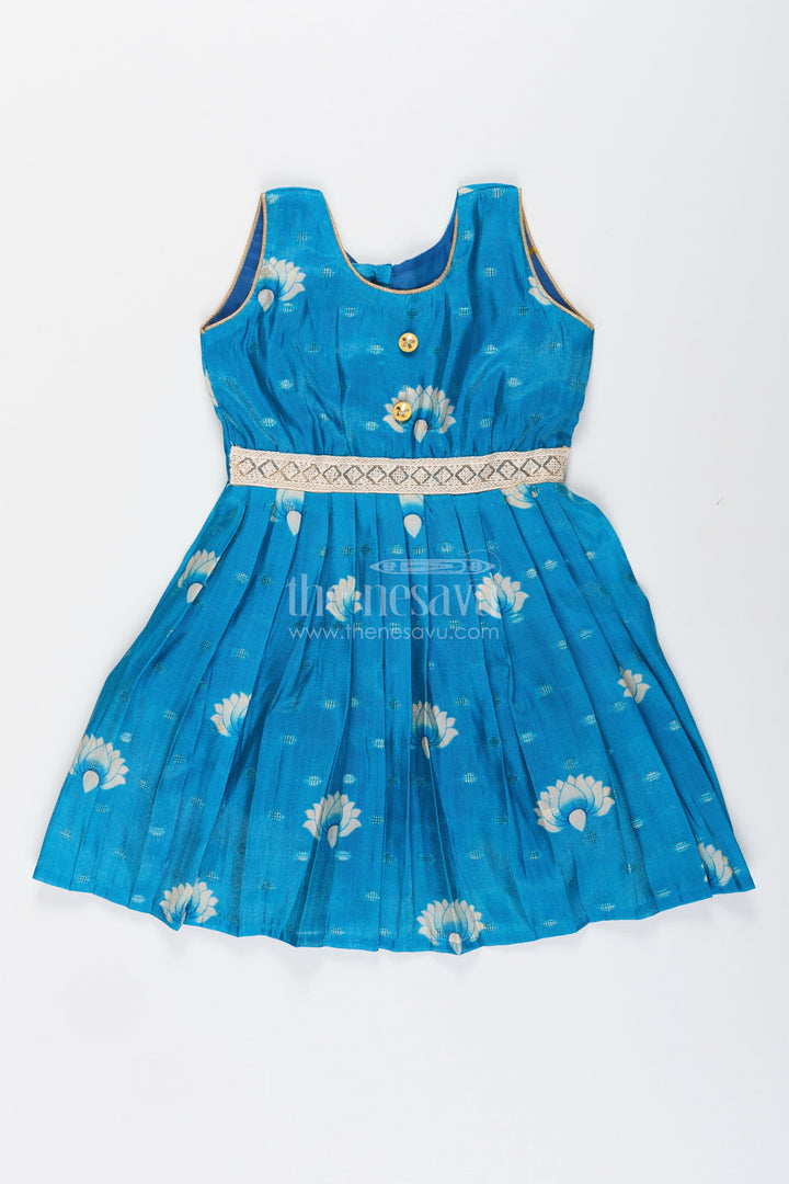 The Nesavu Silk Frock Semi banarasi art silk frock for girls with traditional motifs – festive-ready Nesavu 18 (2Y) / Blue SF1064A-18 Girls semi banarasi silk frock digital print  ethnic wear kids
