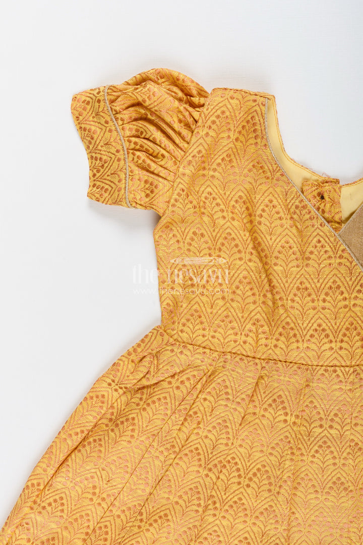 The Nesavu Silk Frock Semi Banarasi Frock for Toddler Girls for School Ethnic Day and Functions Nesavu Nesavu semi banarasi silk frock toddler girls  perfect school ethnic day pujas