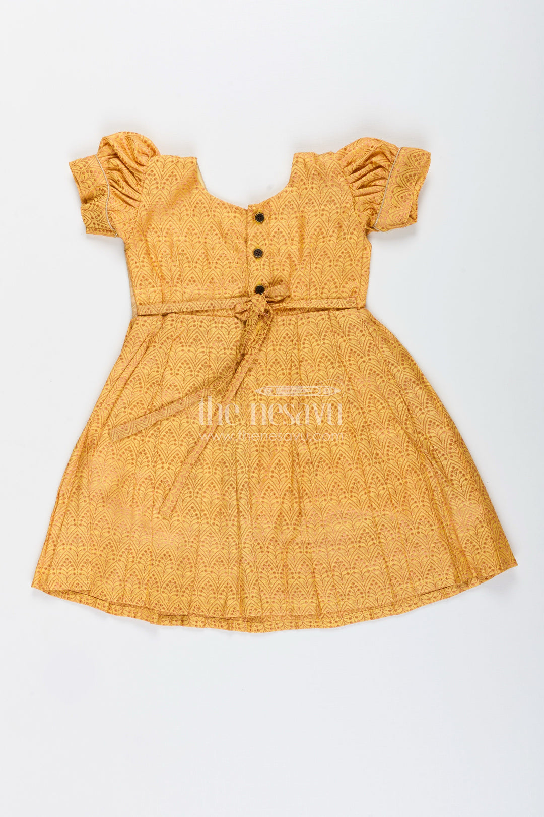 The Nesavu Silk Frock Semi Banarasi Frock for Toddler Girls for School Ethnic Day and Functions Nesavu Nesavu semi banarasi silk frock toddler girls  perfect school ethnic day pujas