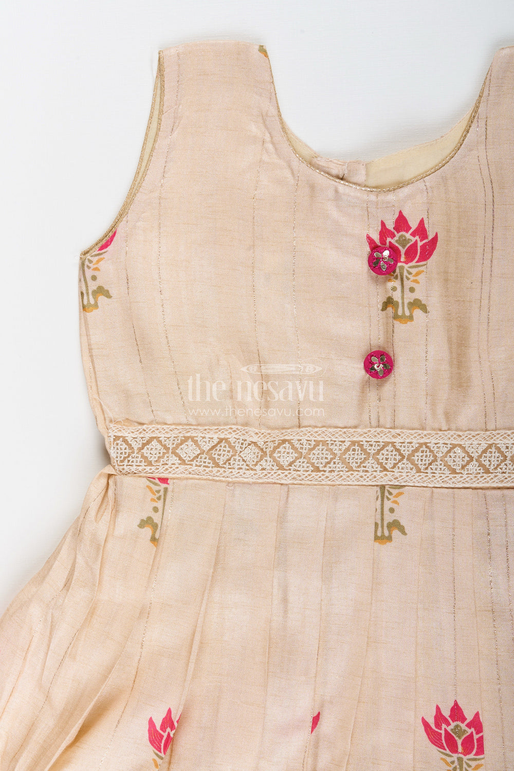 The Nesavu Silk Frock Semi banarasi silk frock for baby girls with zari border – ideal for traditional wear Nesavu Semi banarasi silk frock baby girls zari border  ideal functions festivals