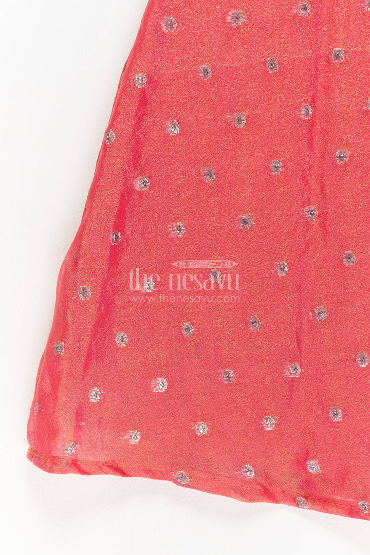 The Nesavu Girls Sharara / Plazo Set Sharara Dress for Girls in Peach with an Occasion Ready Finish Nesavu Nesavu Sharara Dress For Girls In Peach For Celebrations