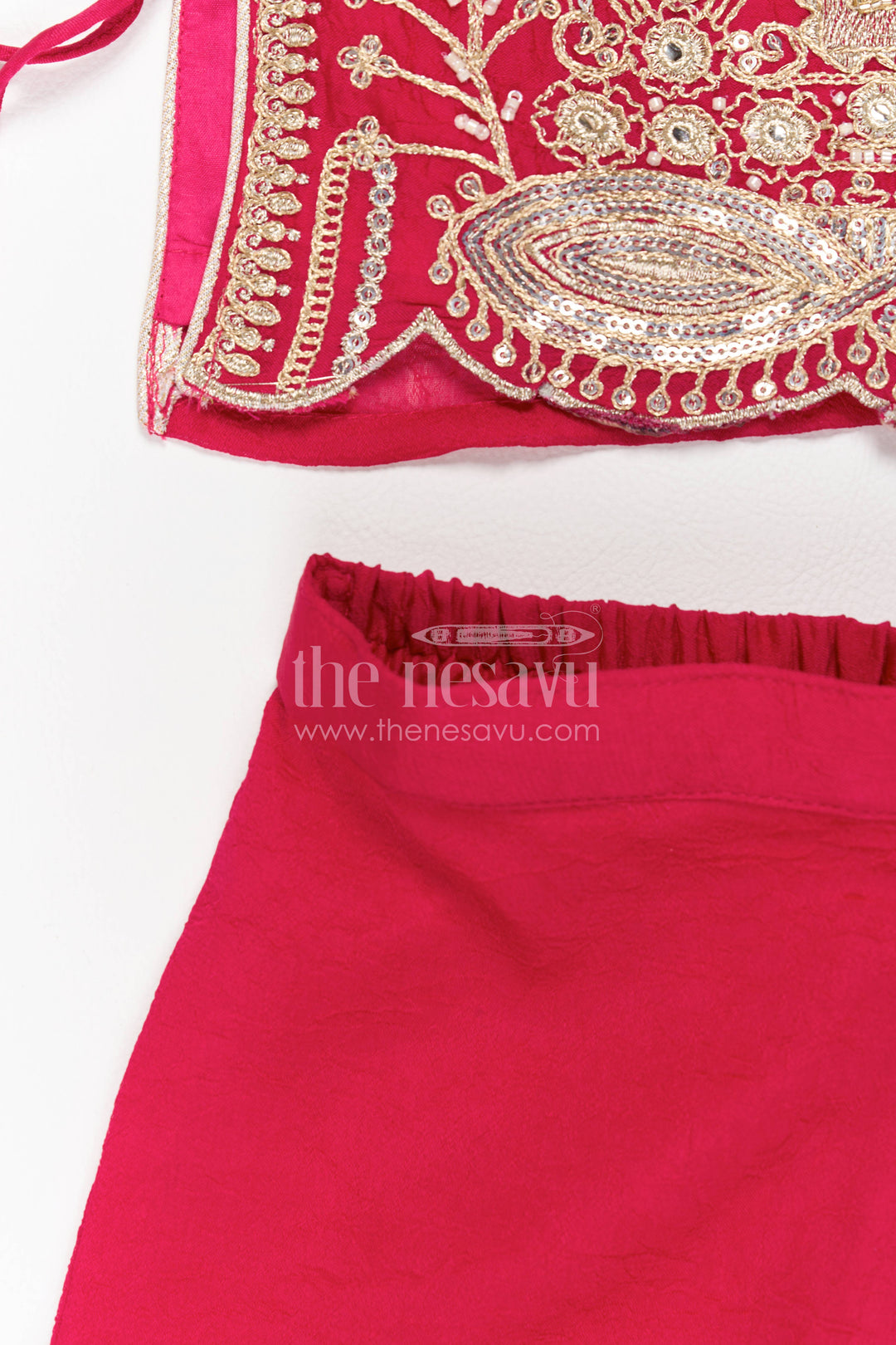 The Nesavu Girls Sharara / Plazo Set Sharara Dress for Girls in Pink for Family Celebrations Nesavu Nesavu Sharara Dress For Girls In Pink For Celebrations