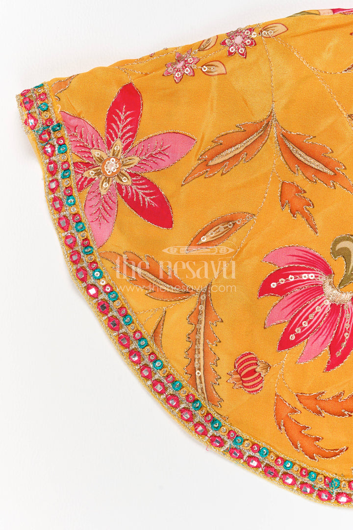 The Nesavu Girls Sharara / Plazo Set Sharara Dress for Girls with Sequin Work for Festive Occasions Nesavu Nesavu Sharara Dress For Girls In Yellow For Family Celebrations
