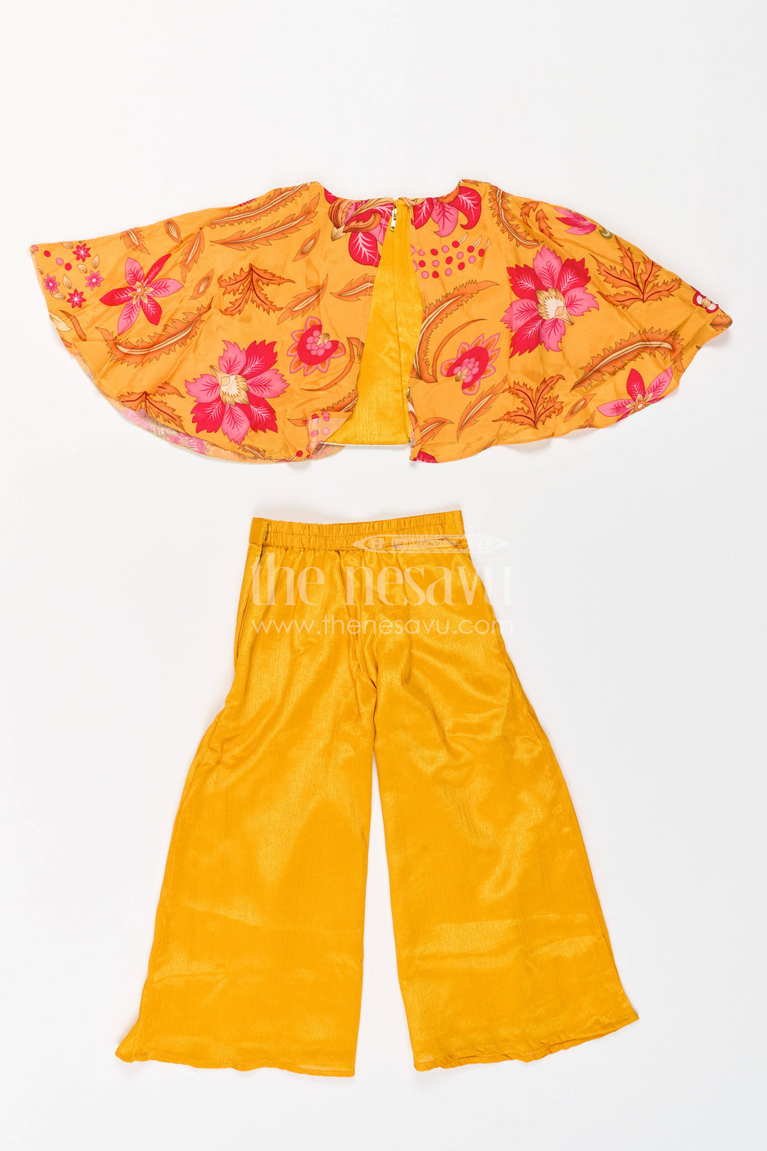 The Nesavu Girls Sharara / Plazo Set Sharara Dress for Girls with Sequin Work for Festive Occasions Nesavu Nesavu Sharara Dress For Girls In Yellow For Family Celebrations