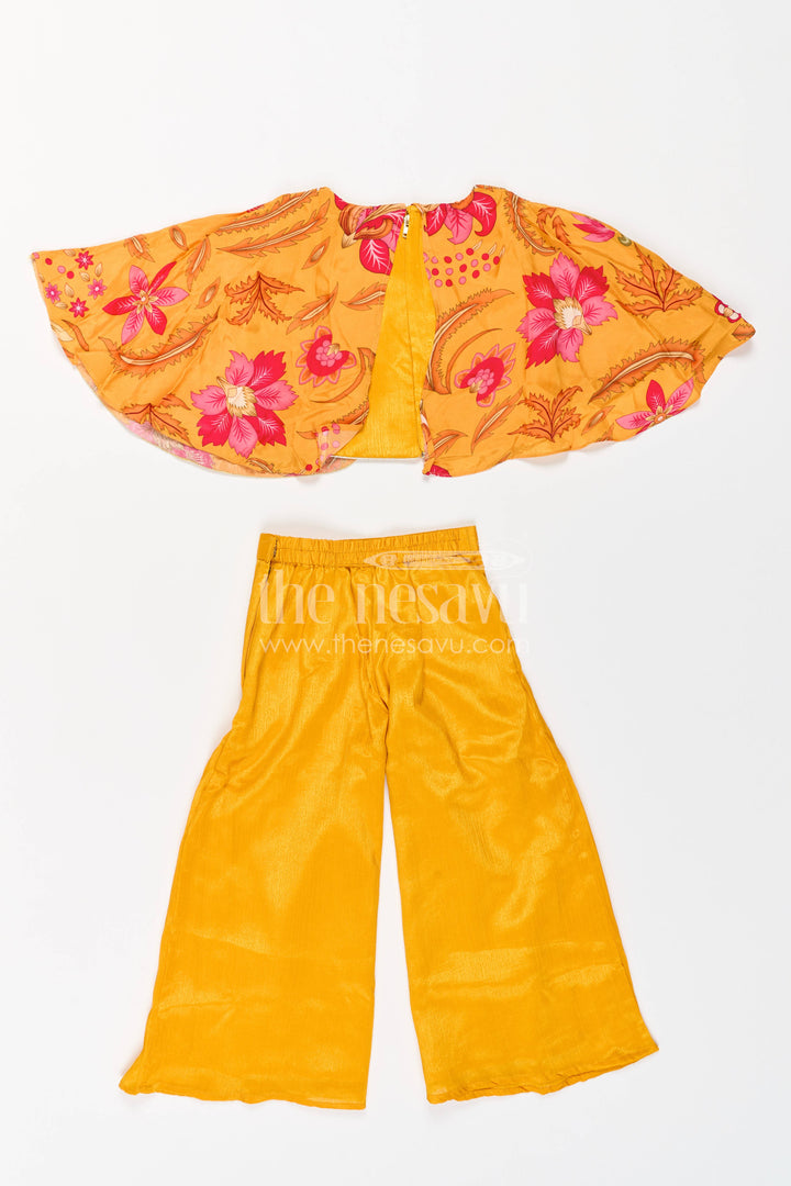 The Nesavu Girls Sharara / Plazo Set Sharara Dress for Girls with Sequin Work for Festive Occasions Nesavu Nesavu Sharara Dress For Girls In Yellow For Family Celebrations