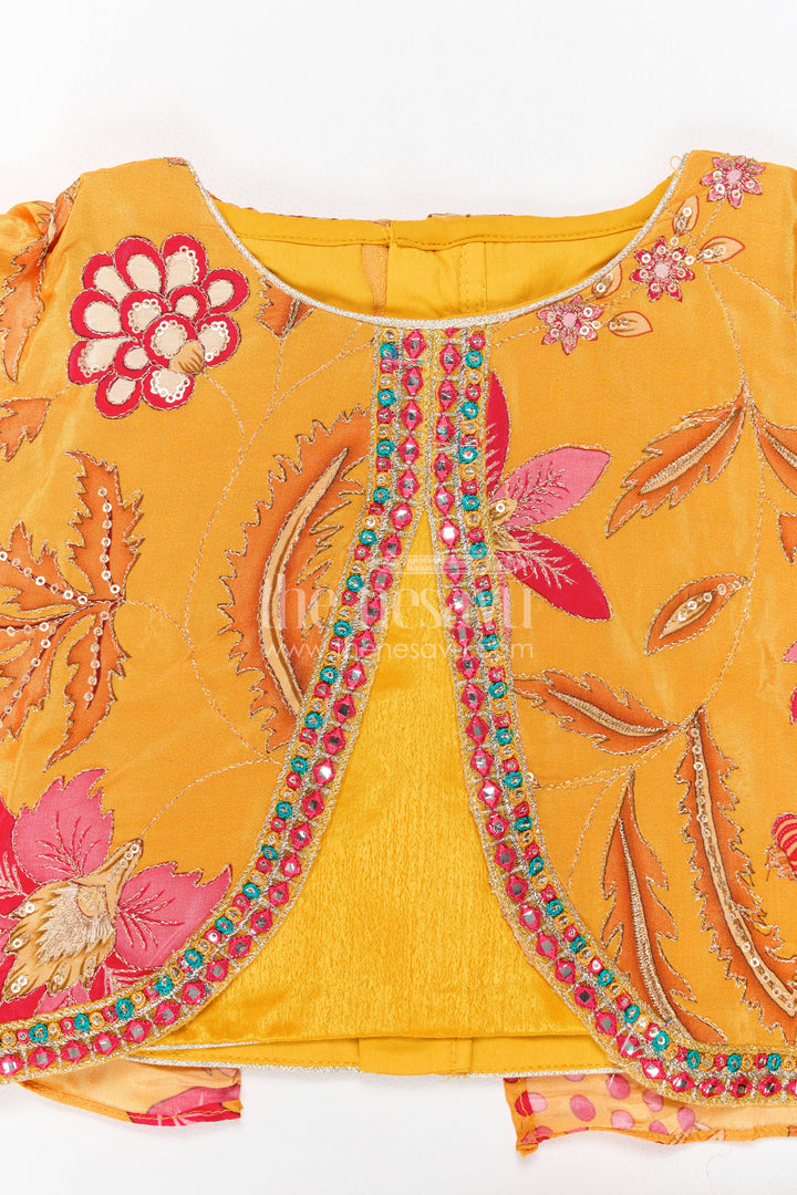 The Nesavu Girls Sharara / Plazo Set Sharara Dress for Girls with Sequin Work for Festive Occasions Nesavu Nesavu Sharara Dress For Girls In Yellow For Family Celebrations