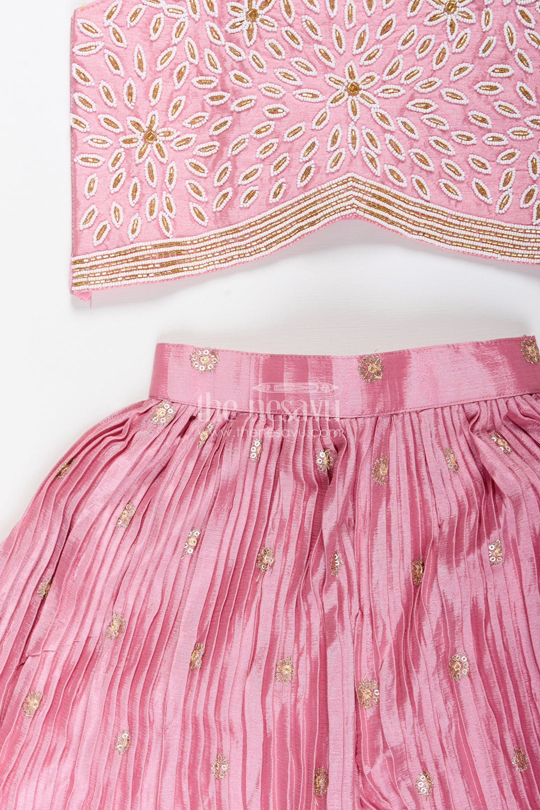 The Nesavu Girls Sharara / Plazo Set Sharara set for girls with embroidered top for ethnic parties Nesavu Nesavu embroidered sharara set girls  ideal Navratri ethnic day celebrations