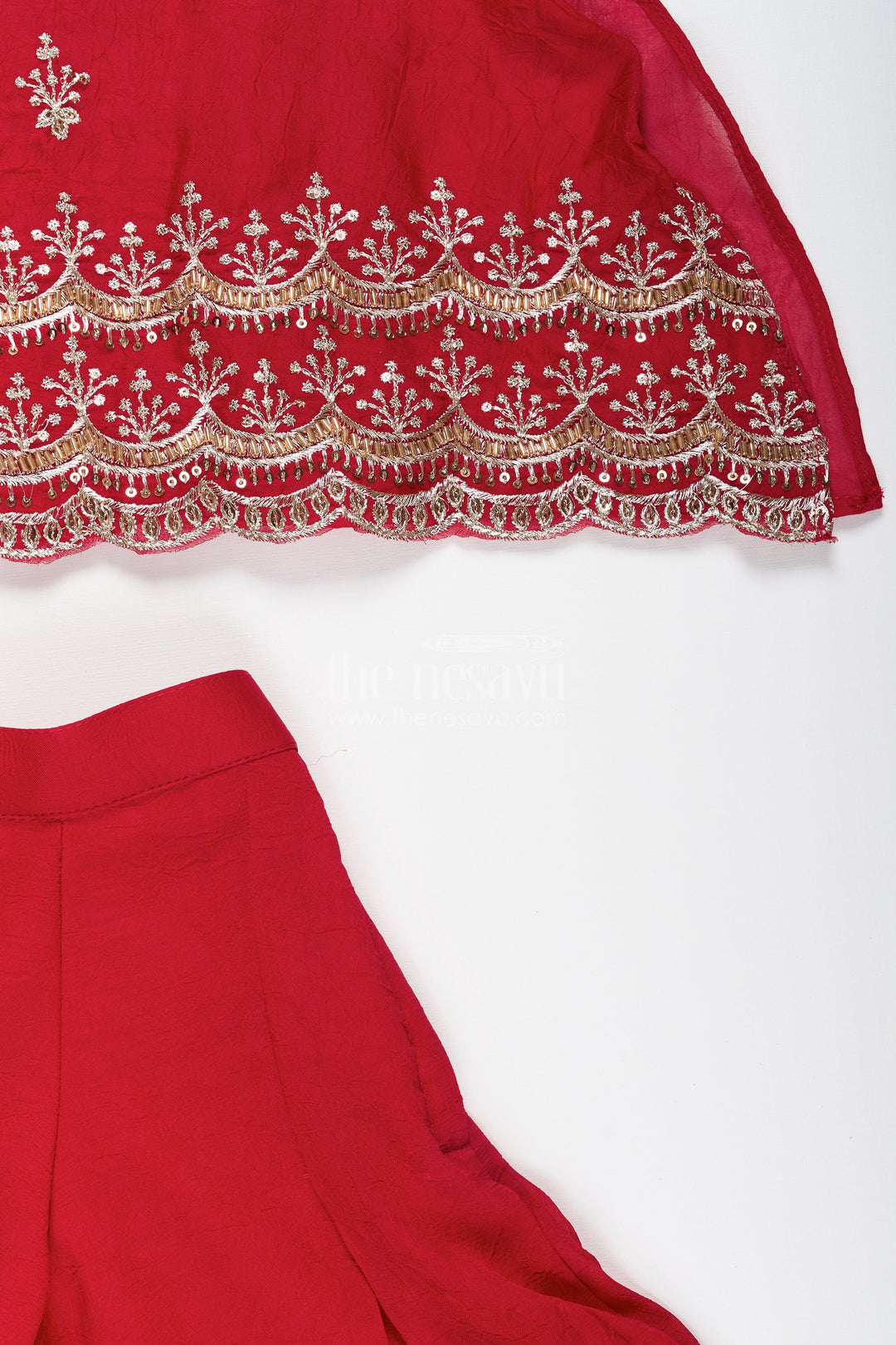 The Nesavu Girls Sharara / Plazo Set Sharara set for toddler girls perfect for wedding functions and family sangeets Nesavu Nesavu toddler girl sharara set georgette embroidery  perfect weddings family celebrations