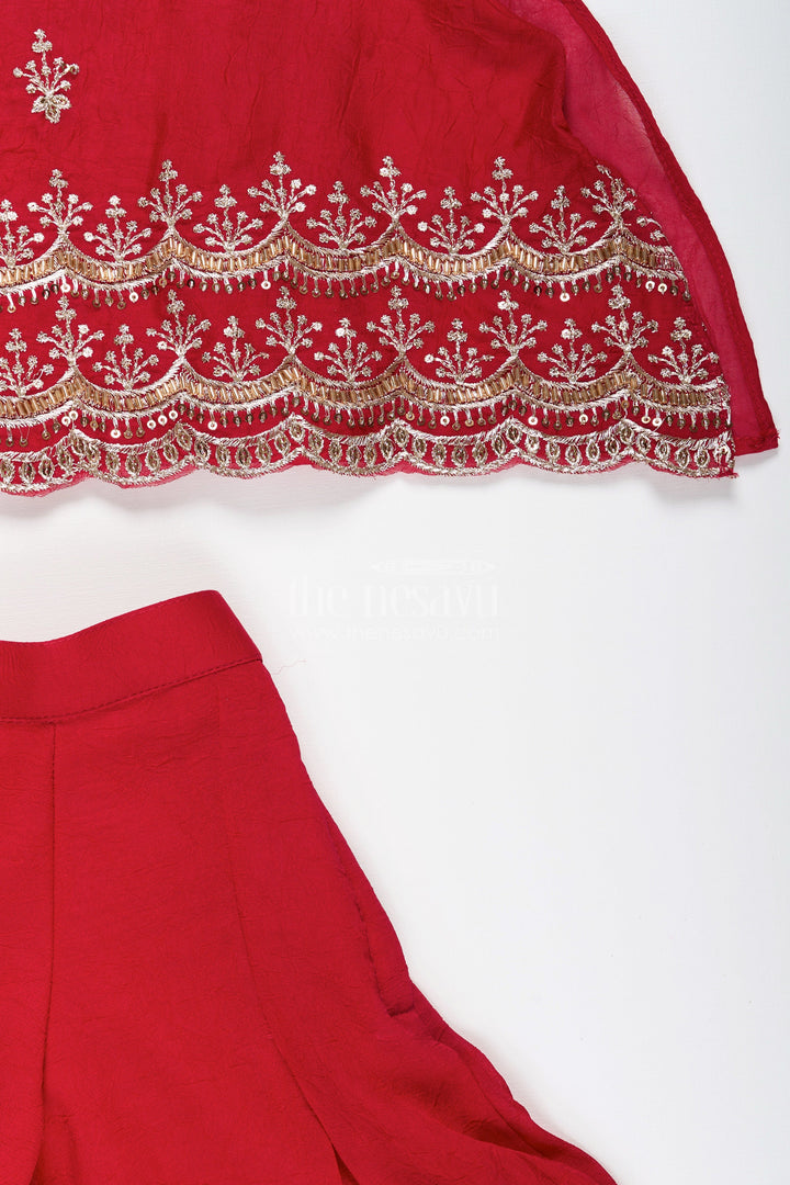 The Nesavu Girls Sharara / Plazo Set Sharara set for toddler girls perfect for wedding functions and family sangeets Nesavu Nesavu toddler girl sharara set georgette embroidery  perfect weddings family celebrations