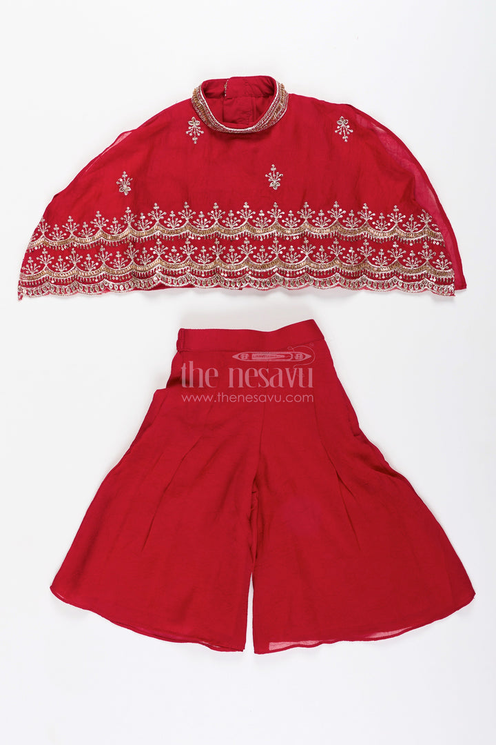 The Nesavu Girls Sharara / Plazo Set Sharara set for toddler girls perfect for wedding functions and family sangeets Nesavu Nesavu toddler girl sharara set georgette embroidery  perfect weddings family celebrations