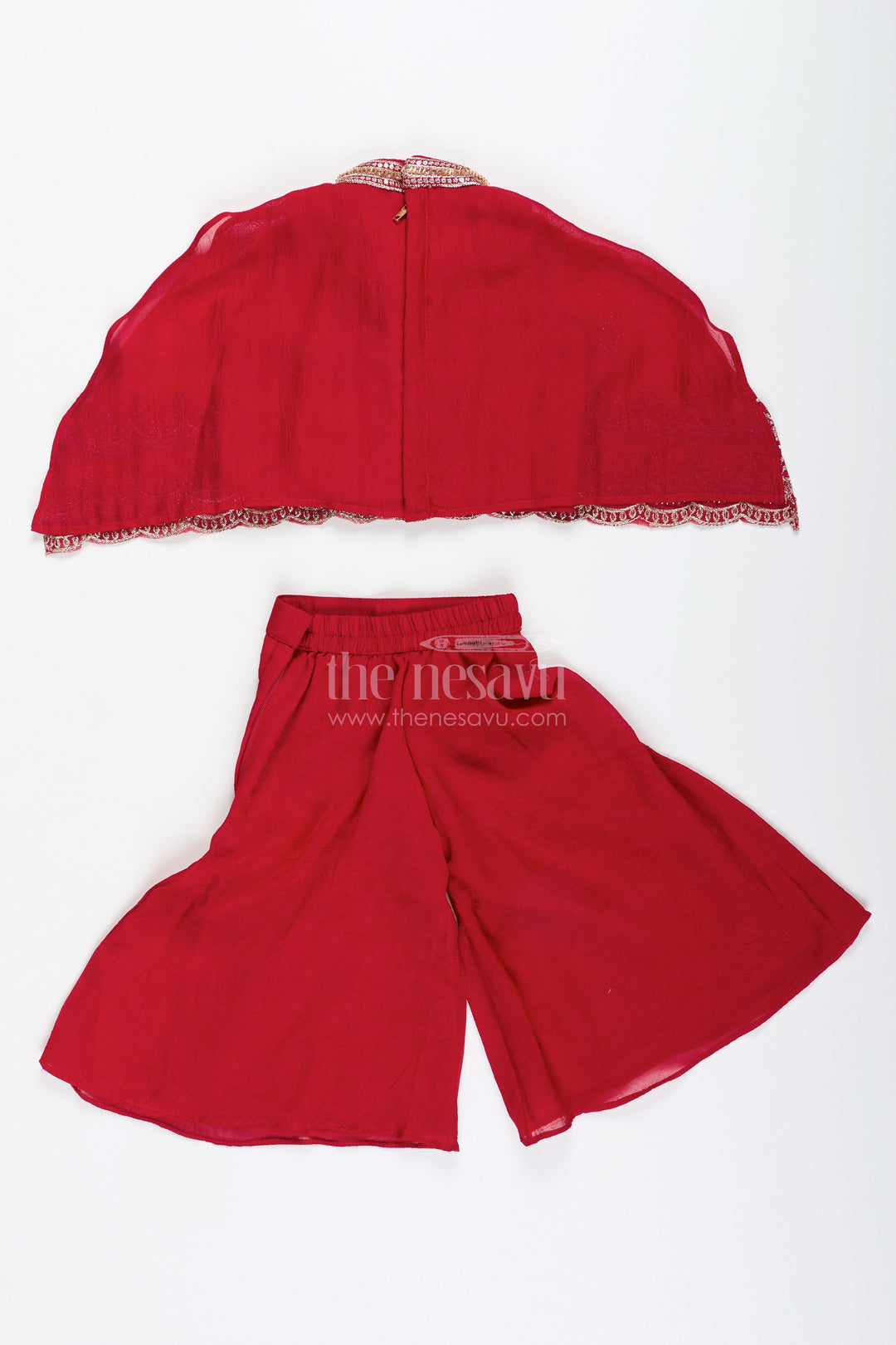 The Nesavu Girls Sharara / Plazo Set Sharara set for toddler girls perfect for wedding functions and family sangeets Nesavu Nesavu toddler girl sharara set georgette embroidery  perfect weddings family celebrations