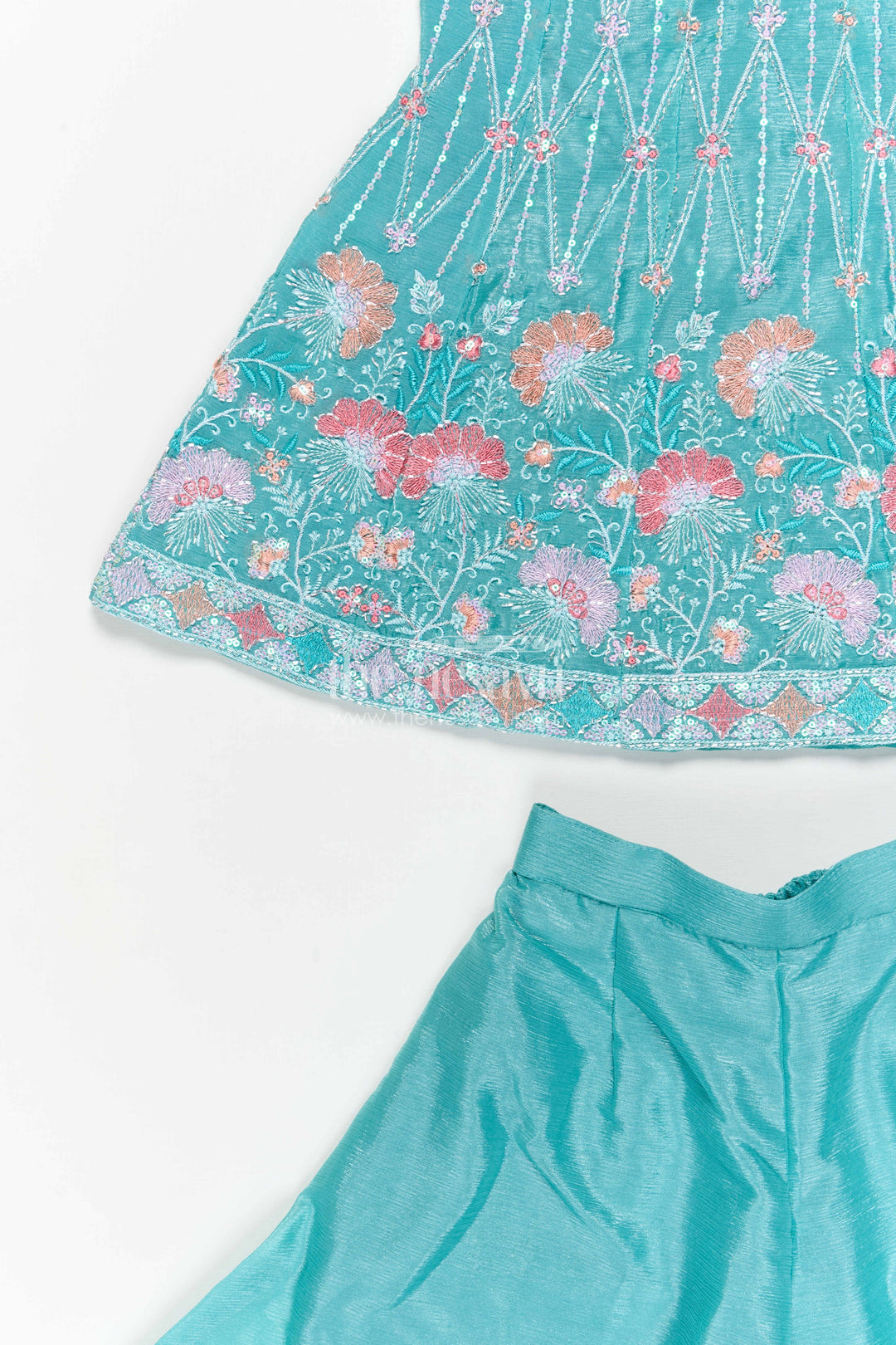 The Nesavu Girls Sharara / Plazo Set Sharara Set for Weddings and Festive Celebrations Nesavu Nesavu girls georgette sharara set with designer embroidered yoke for weddings