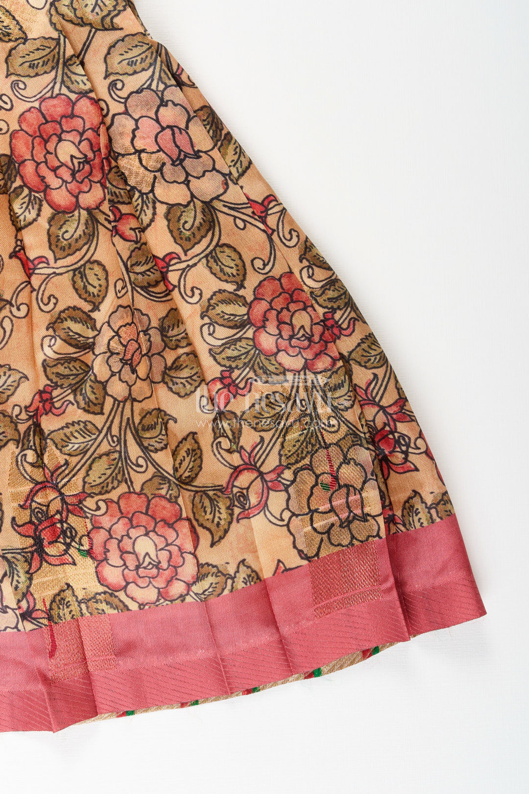 The Nesavu Tie-up Frock Silk Blend Floral Tie-Up Frock for Baby Girls with Traditional Gold Border Nesavu Nesavu baby girl floral tie-up frock in silk blend – ethnic festive frock with gold border