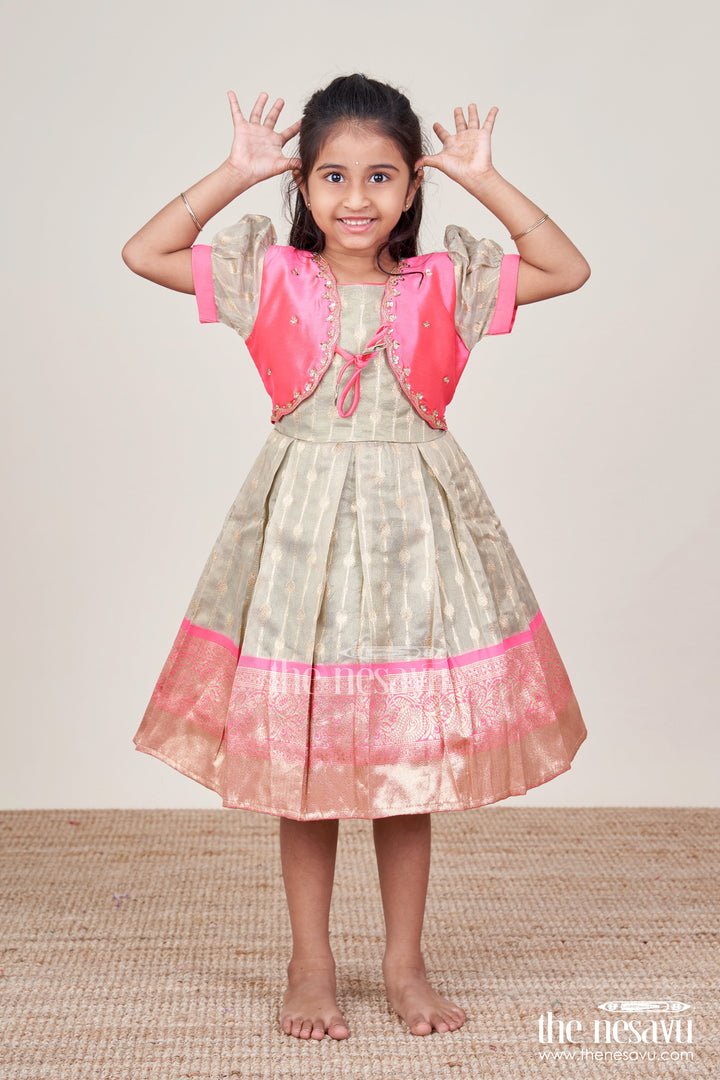 The Nesavu Silk Party Frock Silk Blend Frock for Girls with Zari Details for Cultural Functions and Photoshoots Nesavu Nesavu silk party frock baby girls zari tissue skirt  perfect cultural events celebrations
