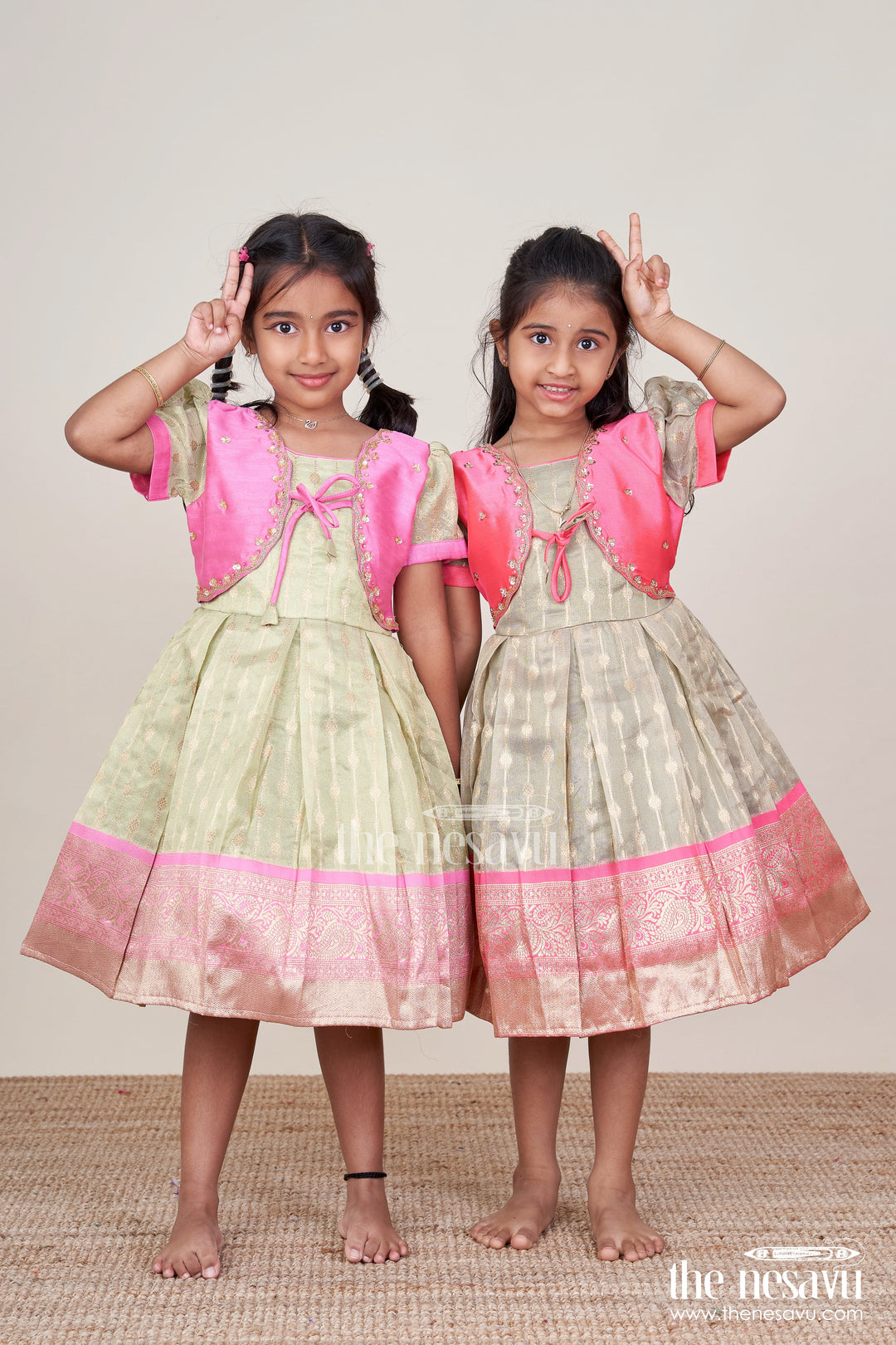 The Nesavu Silk Party Frock Silk Blend Frock for Girls with Zari Details for Cultural Functions and Photoshoots Nesavu Nesavu silk party frock baby girls zari tissue skirt  perfect cultural events celebrations