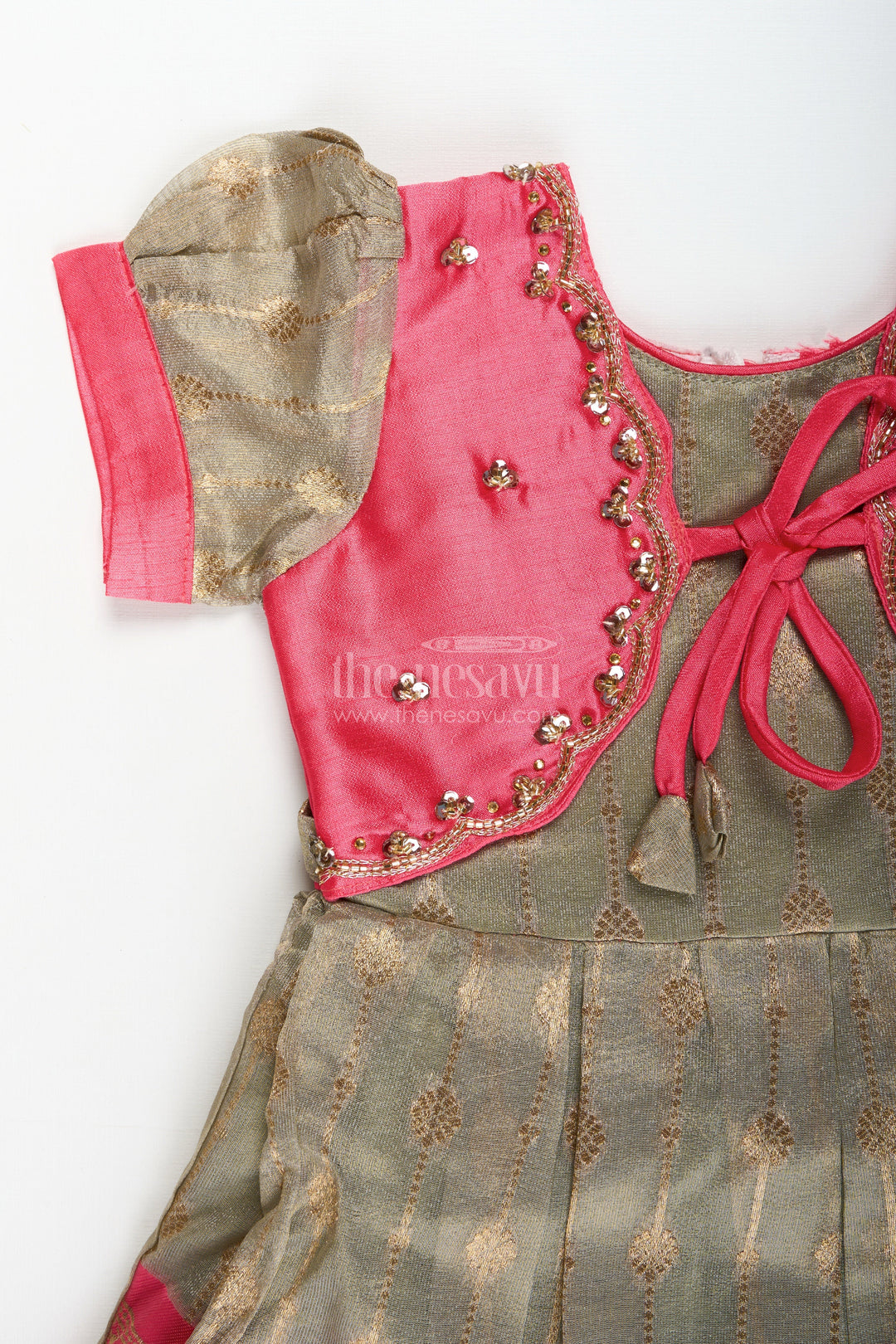 The Nesavu Silk Party Frock Silk Blend Frock for Girls with Zari Details for Cultural Functions and Photoshoots Nesavu Nesavu silk party frock baby girls zari tissue skirt  perfect cultural events celebrations