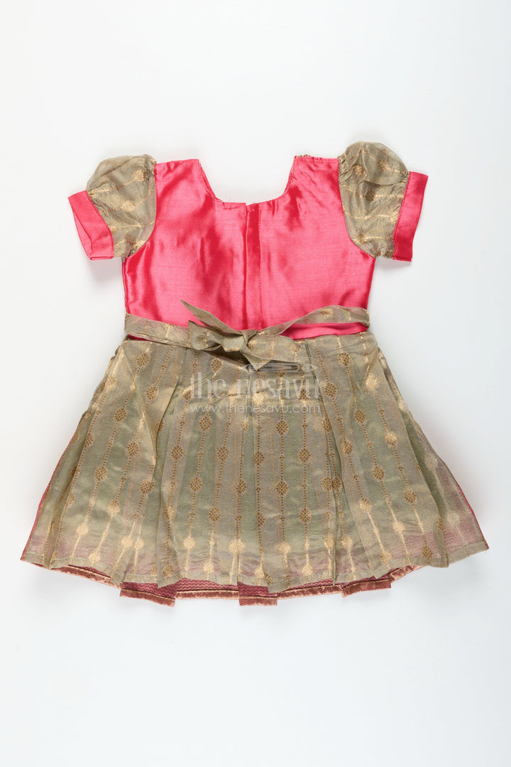 The Nesavu Silk Party Frock Silk Blend Frock for Girls with Zari Details for Cultural Functions and Photoshoots Nesavu Nesavu silk party frock baby girls zari tissue skirt  perfect cultural events celebrations