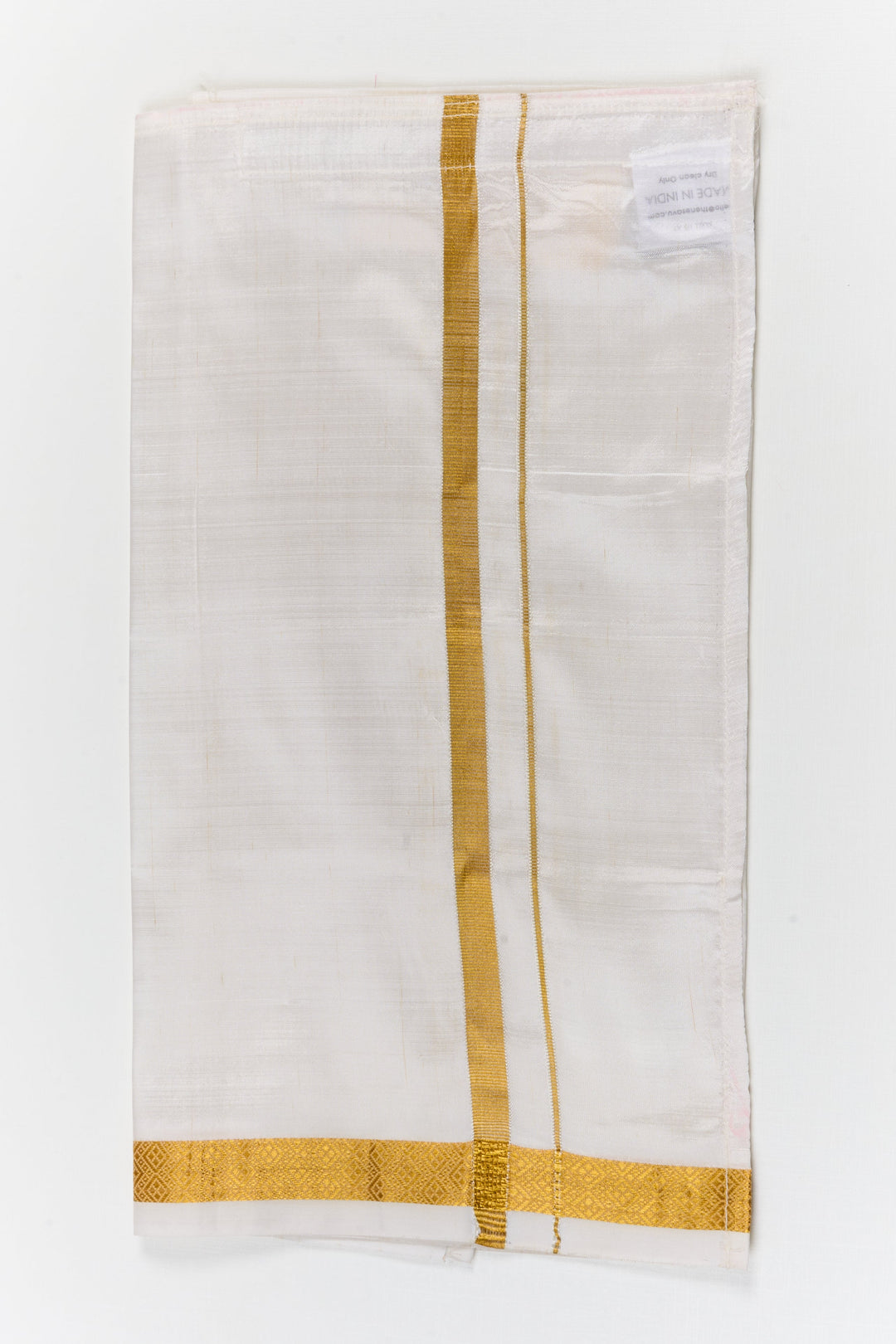 The Nesavu Pure Silk Vesti Silk Dhoti for Toddler Boys for Poojas and Traditional Gatherings Nesavu 14 (6M) / White / Pure Silk D086A-14 Nesavu silk dhoti for toddler boys – perfect traditional outfit for poojas, naming days, and temple functions