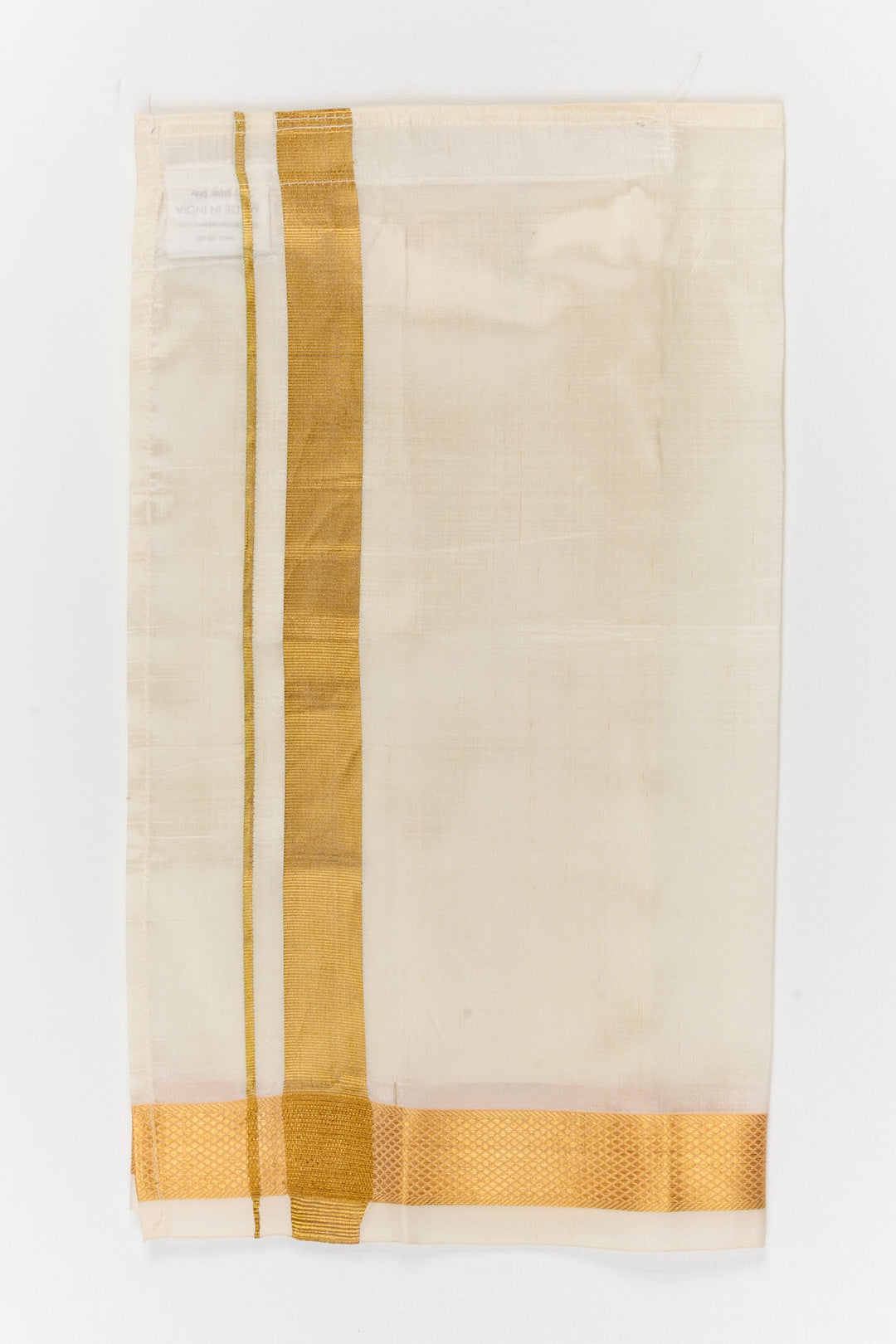 The Nesavu Pure Silk Vesti Silk Dhoti Outfit for Boys for Cultural Celebrations and School Ethnic Days Nesavu 12 (3M) / Cream / Pure Silk D081A-12 Nesavu silk dhoti outfit for boys – lightweight traditional wear for weddings, school events, and festive occasions