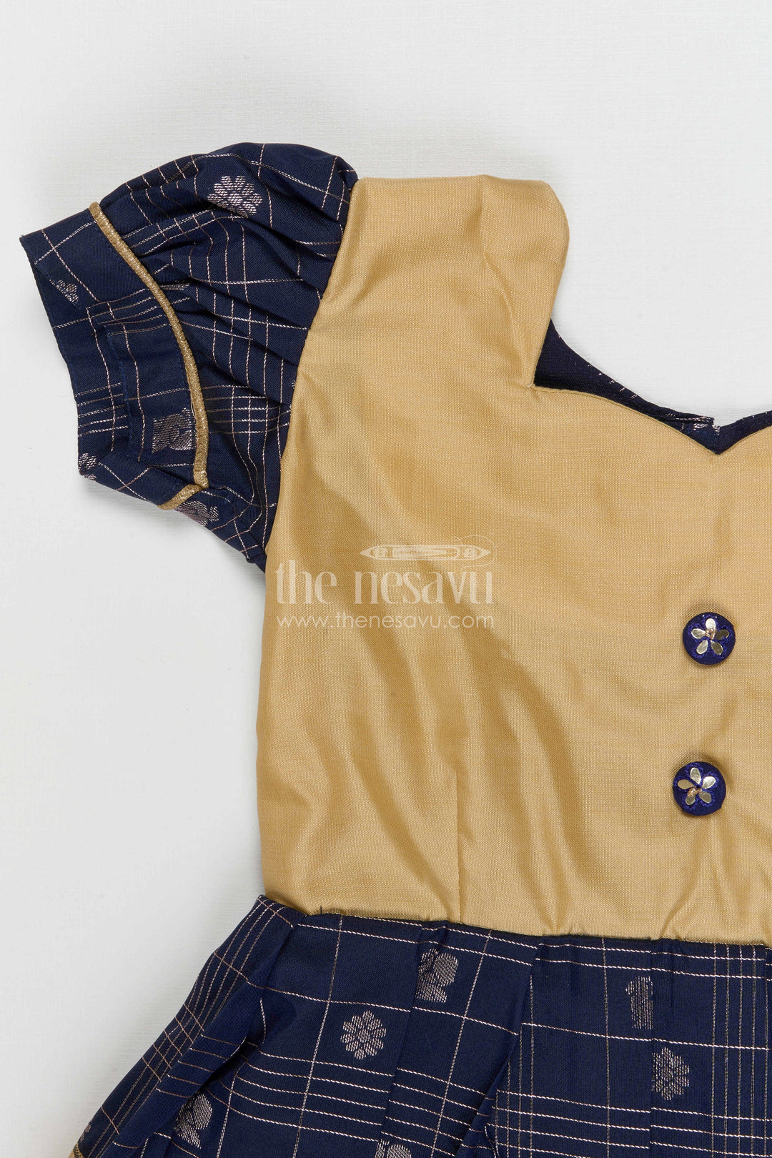 The Nesavu Silk Frock Silk Frock for Baby Girl Naming Ceremony and Festive Wear Nesavu 18 (2Y) / Blue / Kanchi Silk SF837AD-18 Nesavu Semi Kanchivaram Silk Frock For Baby Girl Naming Ceremony And Festive Occasions