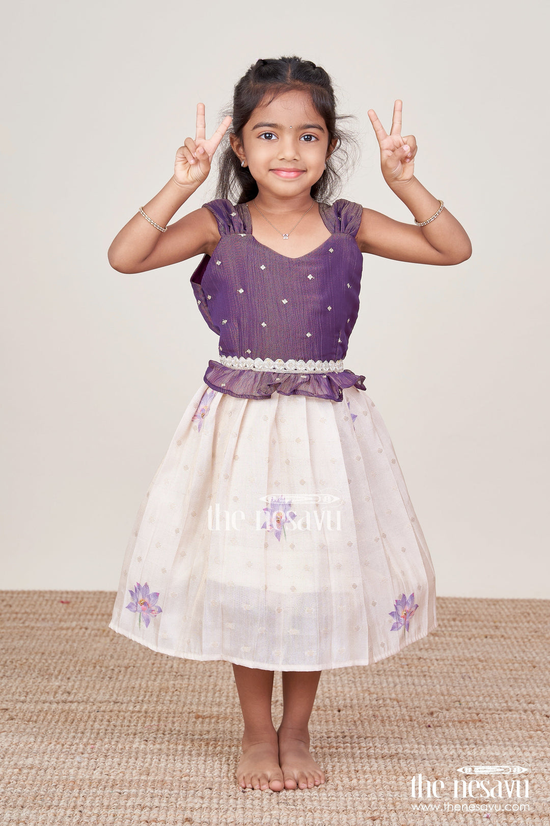 The Nesavu Silk Frock Silk Frock for Baby Girls for Birthdays and Festive Events Nesavu 18 (2Y) / Maroon SF1079A-18 Nesavu silk frock baby girls floral skirt embroidered yoke festive occasions