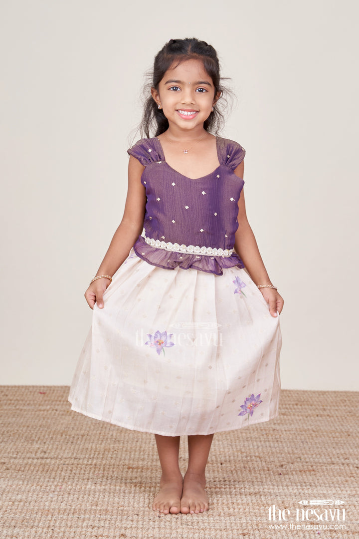 The Nesavu Silk Frock Silk Frock for Baby Girls for Birthdays and Festive Events Nesavu Nesavu silk frock baby girls floral skirt embroidered yoke festive occasions