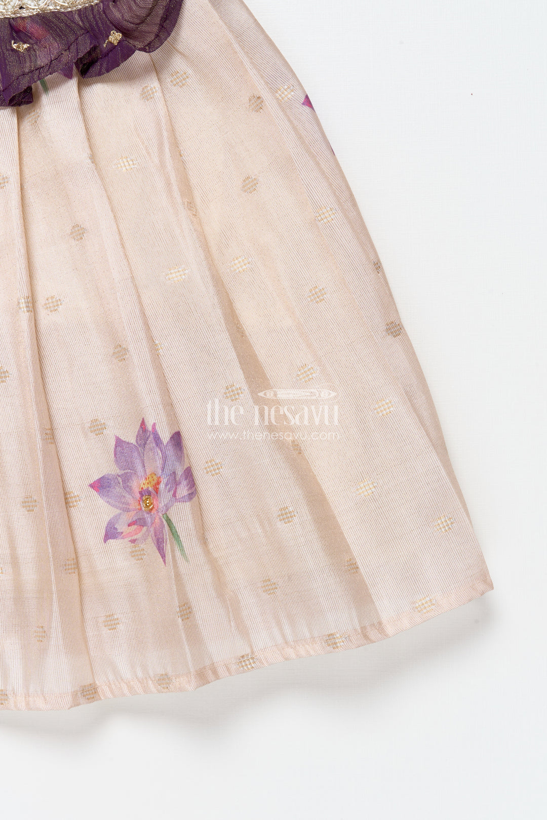 The Nesavu Silk Frock Silk Frock for Baby Girls for Birthdays and Festive Events Nesavu Nesavu silk frock baby girls floral skirt embroidered yoke festive occasions