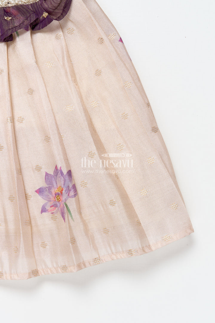 The Nesavu Silk Frock Silk Frock for Baby Girls for Birthdays and Festive Events Nesavu Nesavu silk frock baby girls floral skirt embroidered yoke festive occasions
