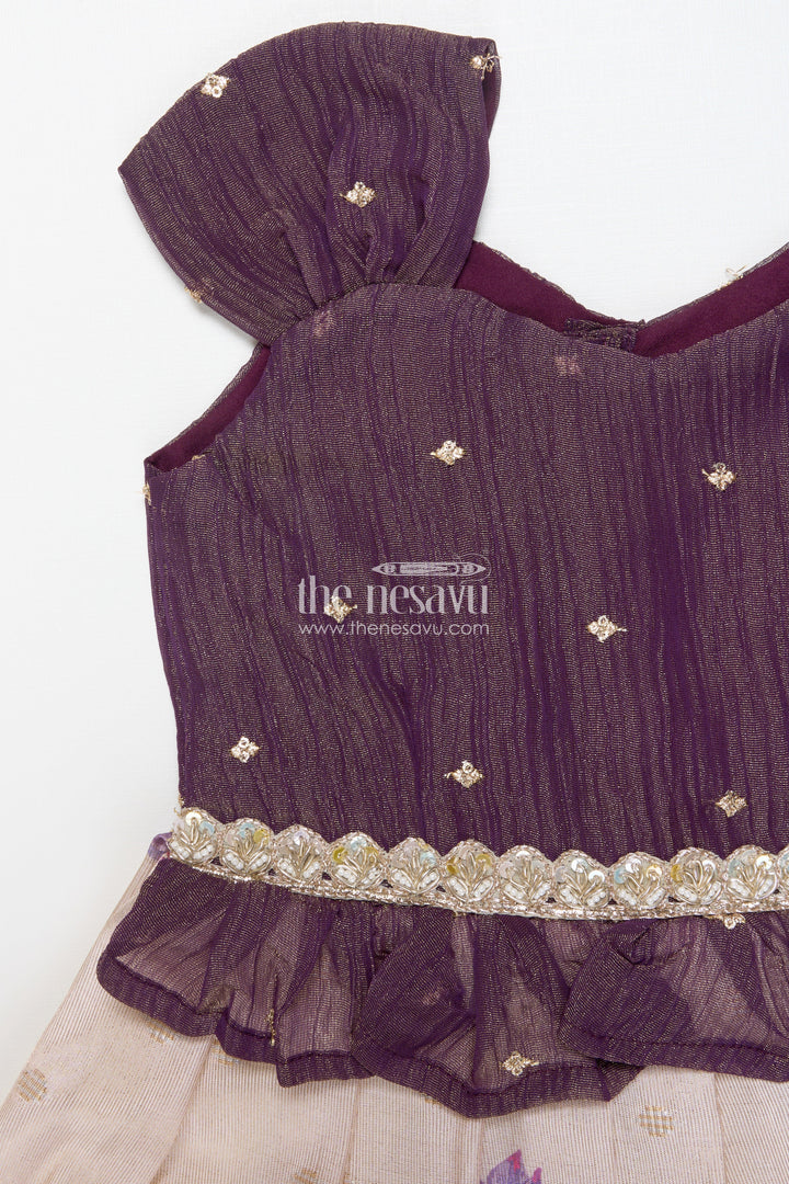 The Nesavu Silk Frock Silk Frock for Baby Girls for Birthdays and Festive Events Nesavu Nesavu silk frock baby girls floral skirt embroidered yoke festive occasions