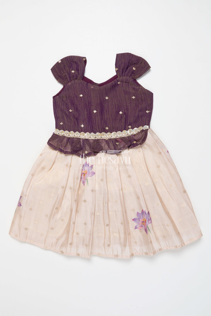 The Nesavu Silk Frock Silk Frock for Baby Girls for Birthdays and Festive Events Nesavu Nesavu silk frock baby girls floral skirt embroidered yoke festive occasions