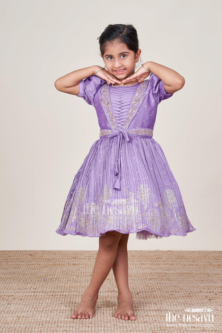 The Nesavu Silk Frock Silk Frock for Baby Girls for Birthdays and Special Occasions Nesavu Nesavu chinnon silk frock baby girls beads sequin embroidery birthdays special occasions