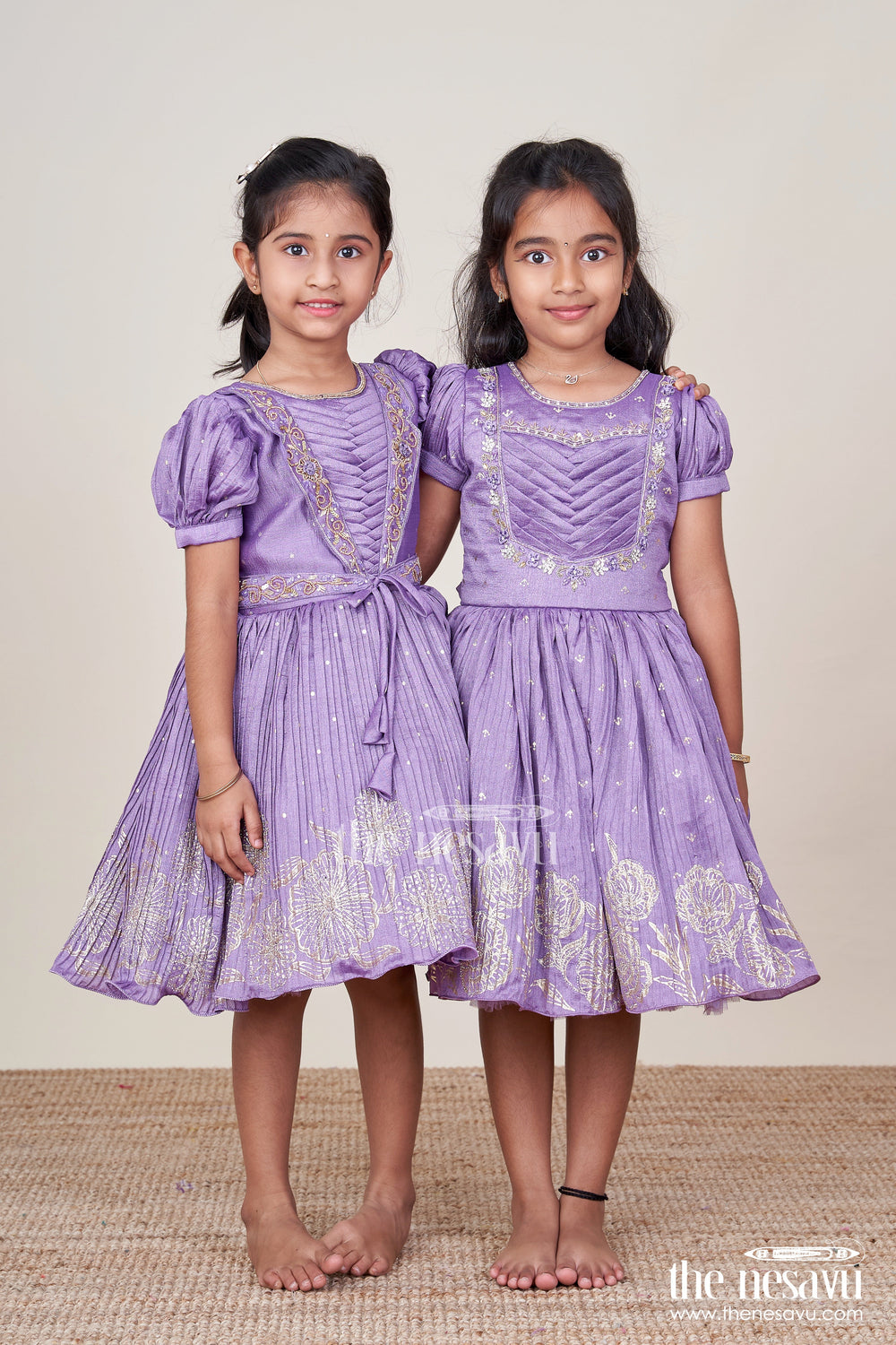 The Nesavu Silk Frock Silk Frock for Baby Girls for Birthdays and Special Occasions Nesavu Nesavu chinnon silk frock baby girls beads sequin embroidery birthdays special occasions