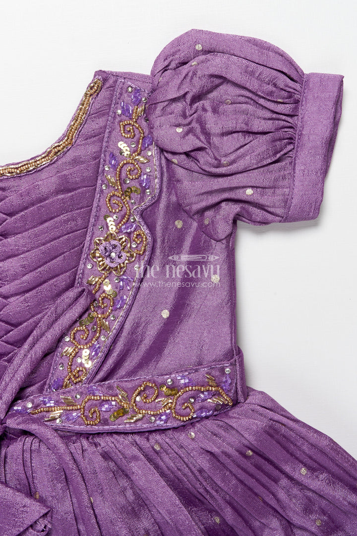 The Nesavu Silk Frock Silk Frock for Baby Girls for Birthdays and Special Occasions Nesavu Nesavu chinnon silk frock baby girls beads sequin embroidery birthdays special occasions