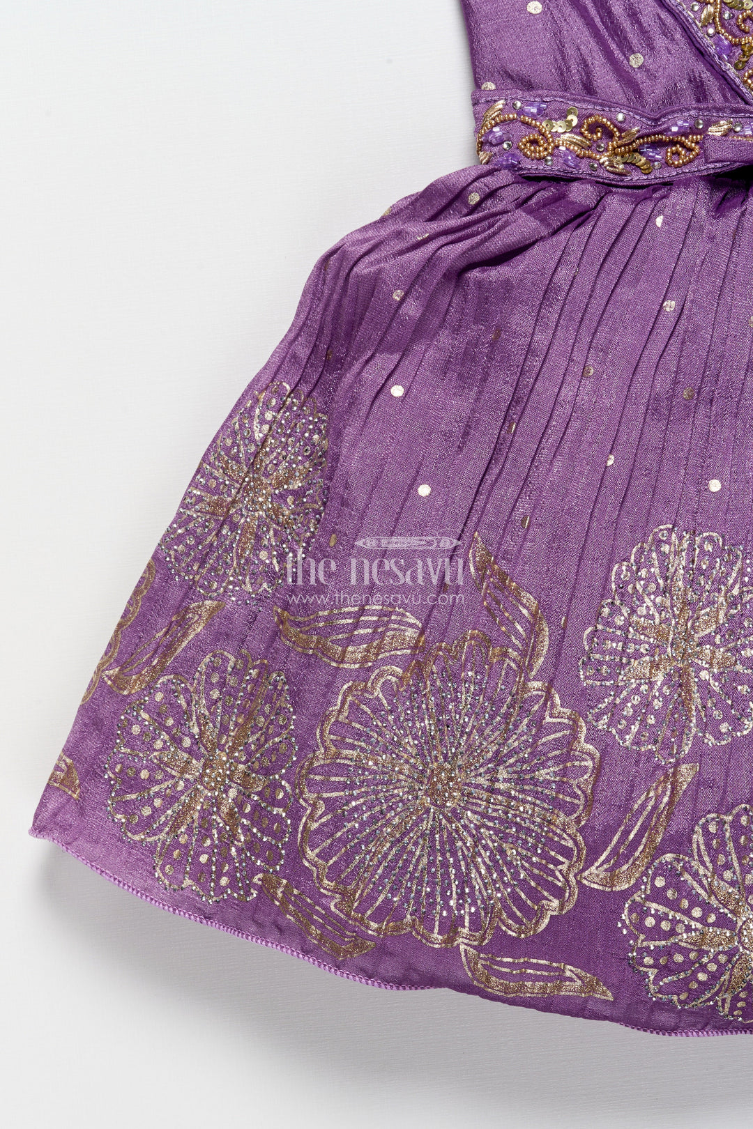 The Nesavu Silk Frock Silk Frock for Baby Girls for Birthdays and Special Occasions Nesavu Nesavu chinnon silk frock baby girls beads sequin embroidery birthdays special occasions