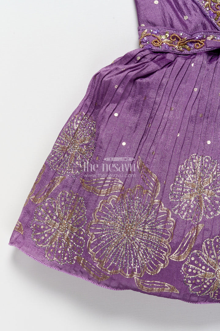 The Nesavu Silk Frock Silk Frock for Baby Girls for Birthdays and Special Occasions Nesavu Nesavu chinnon silk frock baby girls beads sequin embroidery birthdays special occasions