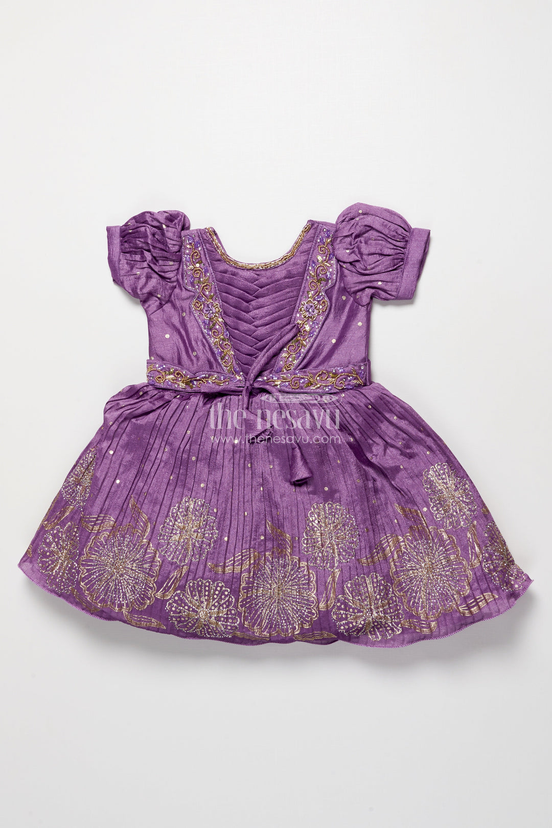 The Nesavu Silk Frock Silk Frock for Baby Girls for Birthdays and Special Occasions Nesavu Nesavu chinnon silk frock baby girls beads sequin embroidery birthdays special occasions