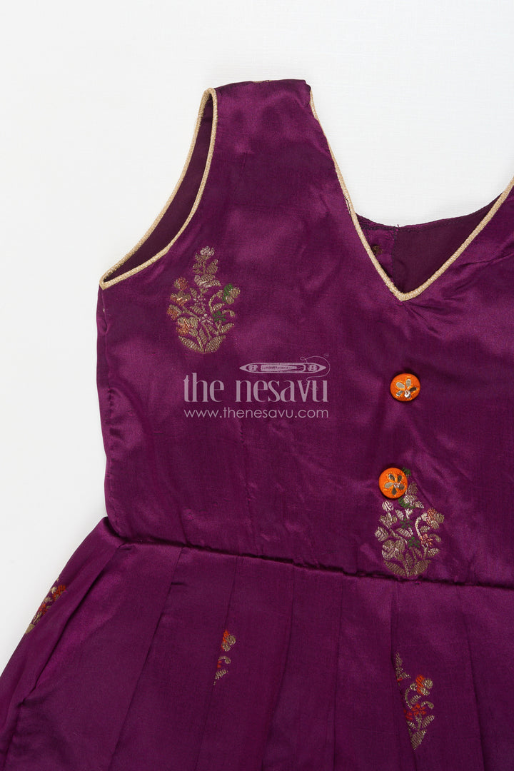 The Nesavu Silk Frock Silk Frock for Baby Girls for Naming Ceremonies and Temple Visits Nesavu Nesavu semi Banaras silk frock with zari border for naming ceremony and temple occasions