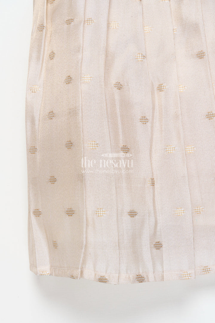 The Nesavu Silk Frock Silk Frock for Baby Girls for Naming Ceremony and Milestone Portraits Nesavu Nesavu silk frock baby girls patch embellished yoke banaras tissue skirt