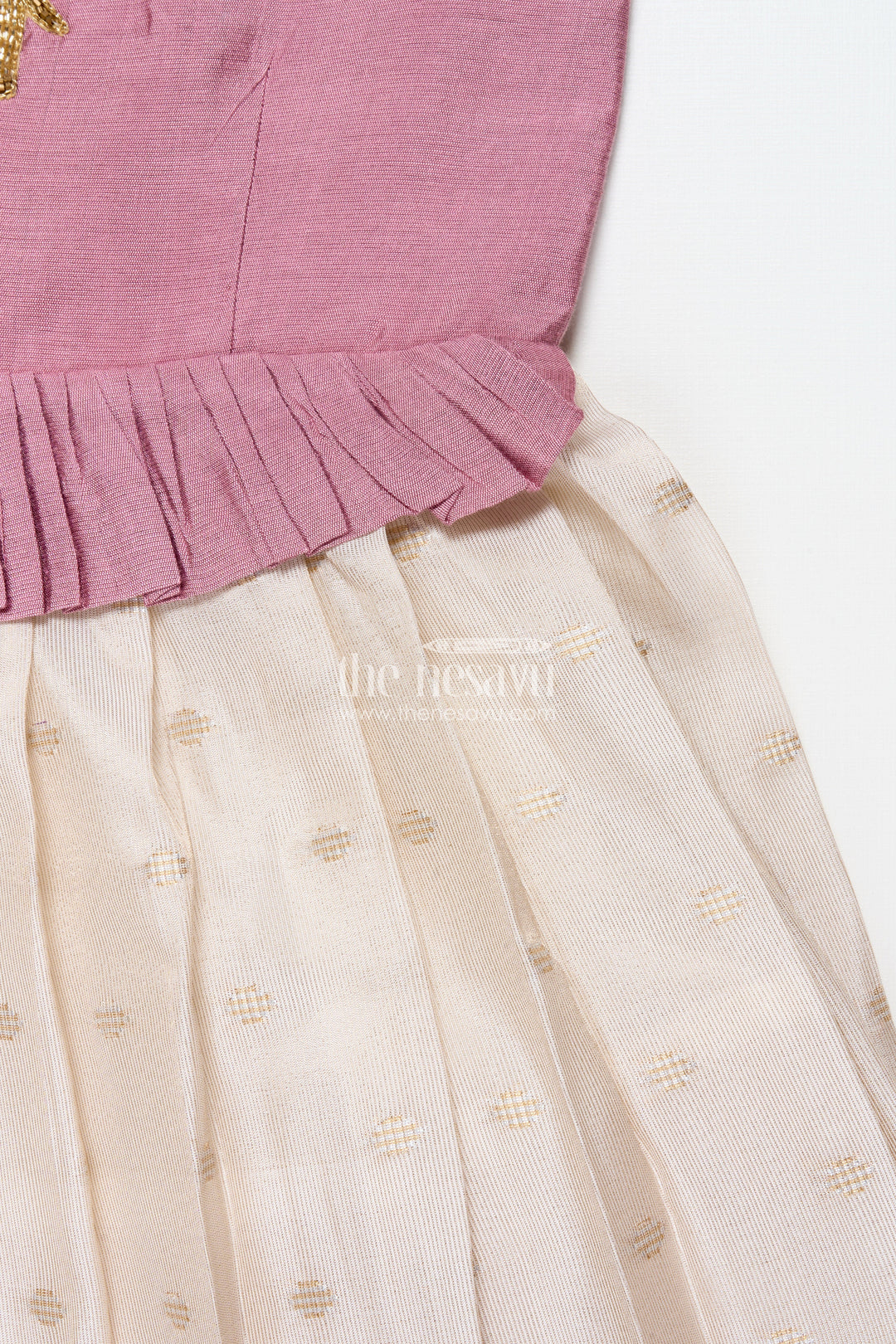 The Nesavu Silk Frock Silk Frock for Baby Girls for Naming Ceremony and Milestone Portraits Nesavu Nesavu silk frock baby girls patch embellished yoke banaras tissue skirt