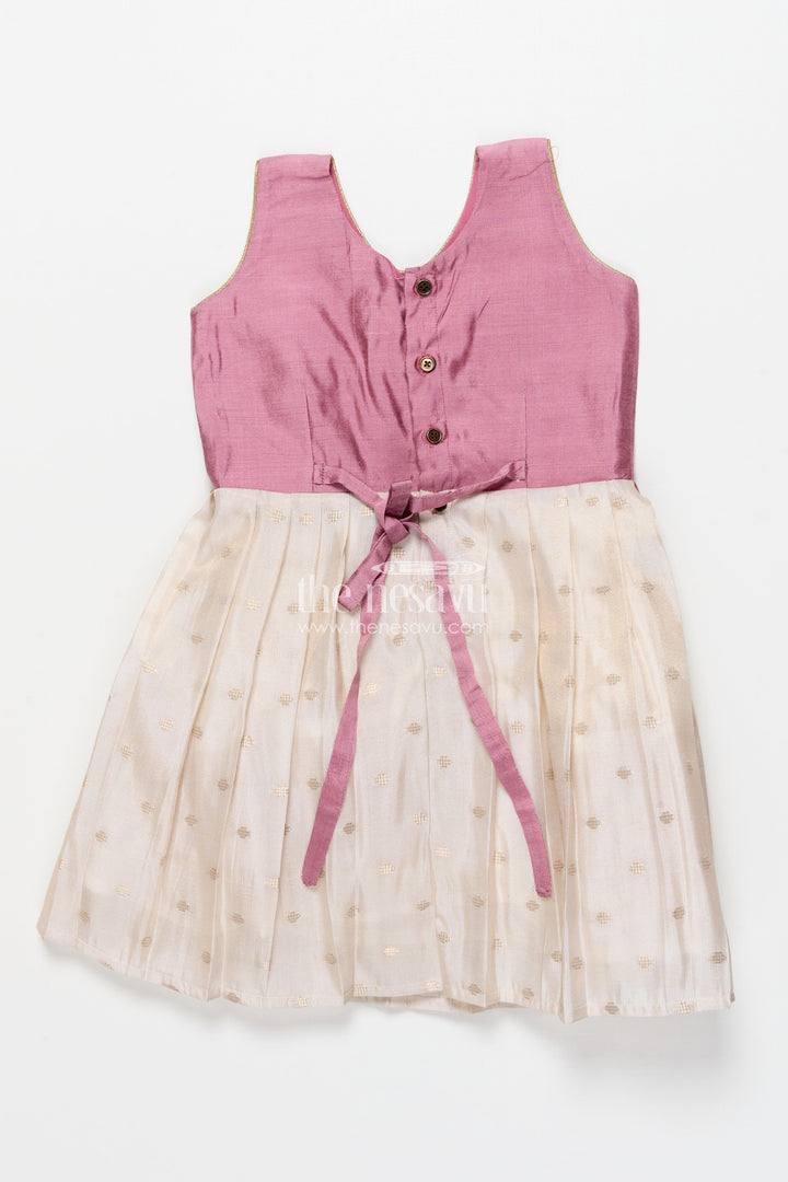 The Nesavu Silk Frock Silk Frock for Baby Girls for Naming Ceremony and Milestone Portraits Nesavu Nesavu silk frock baby girls patch embellished yoke banaras tissue skirt