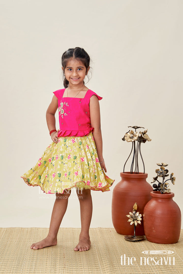 The Nesavu Silk Frock Silk Frock for Baby Girls with Embroidered Yoke Ethnic Dress for Weddings Nesavu 16 (1Y) / Red SF1039A-16 Nesavu Silk Frock For Baby Girls With Embroidered Yoke Ethnic Dress For Weddings And Festive Occasions