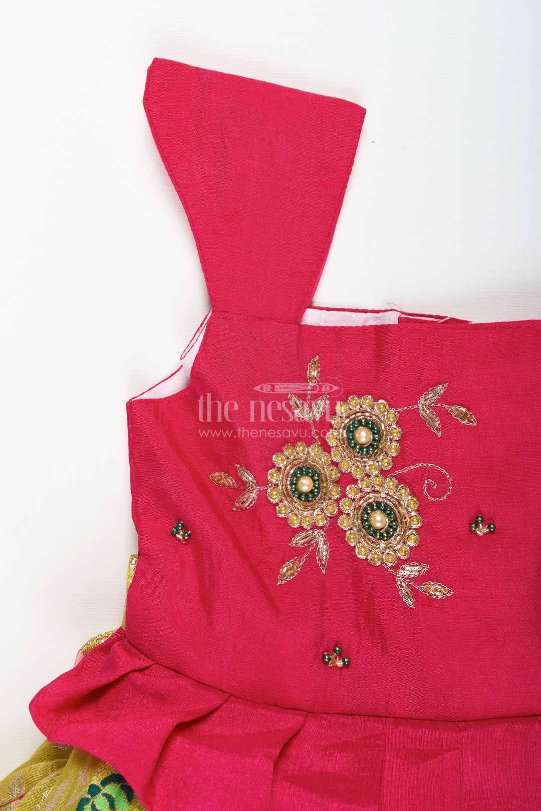 The Nesavu Silk Frock Silk Frock for Baby Girls with Embroidered Yoke Ethnic Dress for Weddings Nesavu Nesavu Silk Frock For Baby Girls With Embroidered Yoke Ethnic Dress For Weddings And Festive Occasions