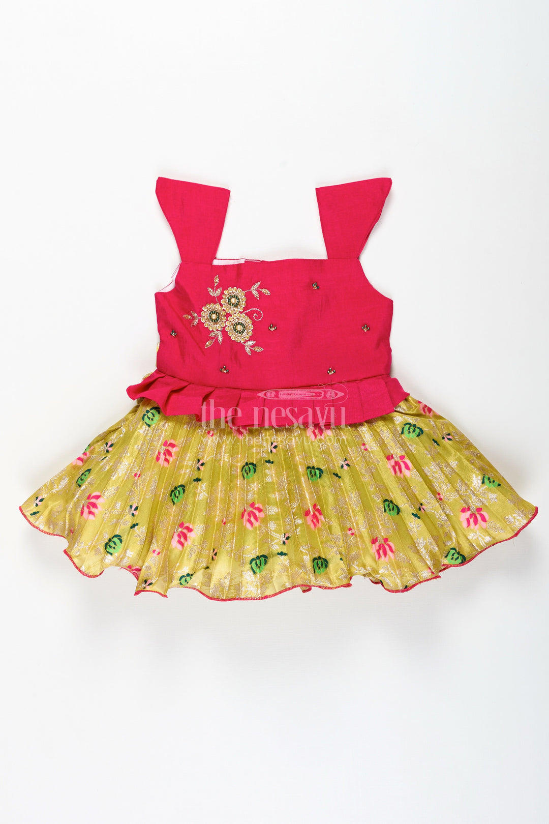 The Nesavu Silk Frock Silk Frock for Baby Girls with Embroidered Yoke Ethnic Dress for Weddings Nesavu Nesavu Silk Frock For Baby Girls With Embroidered Yoke Ethnic Dress For Weddings And Festive Occasions