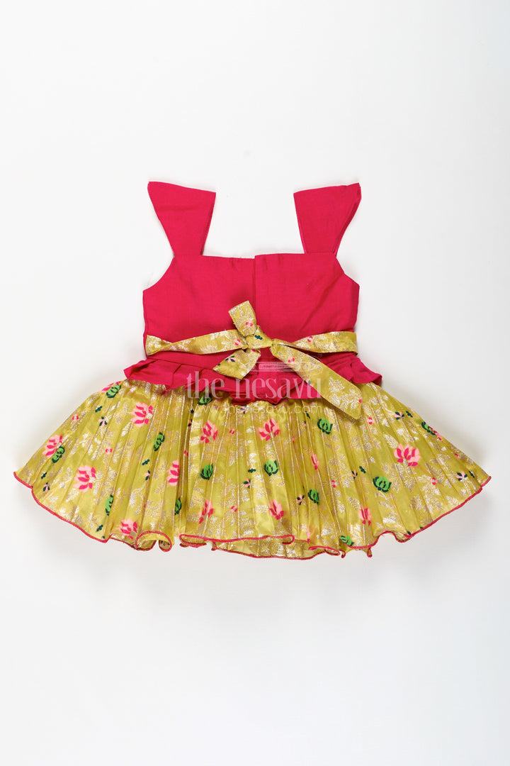 The Nesavu Silk Frock Silk Frock for Baby Girls with Embroidered Yoke Ethnic Dress for Weddings Nesavu Nesavu Silk Frock For Baby Girls With Embroidered Yoke Ethnic Dress For Weddings And Festive Occasions