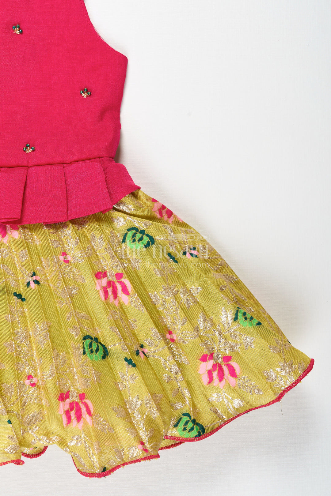 The Nesavu Silk Frock Silk Frock for Baby Girls with Embroidered Yoke Ethnic Dress for Weddings Nesavu Nesavu Silk Frock For Baby Girls With Embroidered Yoke Ethnic Dress For Weddings And Festive Occasions