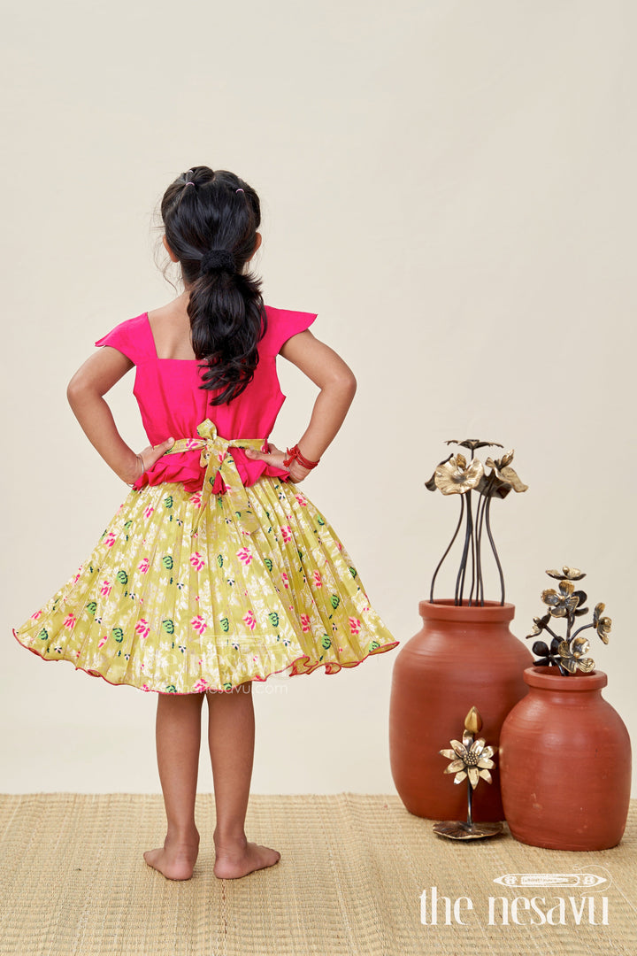 The Nesavu Silk Frock Silk Frock for Baby Girls with Embroidered Yoke Ethnic Dress for Weddings Nesavu Nesavu Silk Frock For Baby Girls With Embroidered Yoke Ethnic Dress For Weddings And Festive Occasions